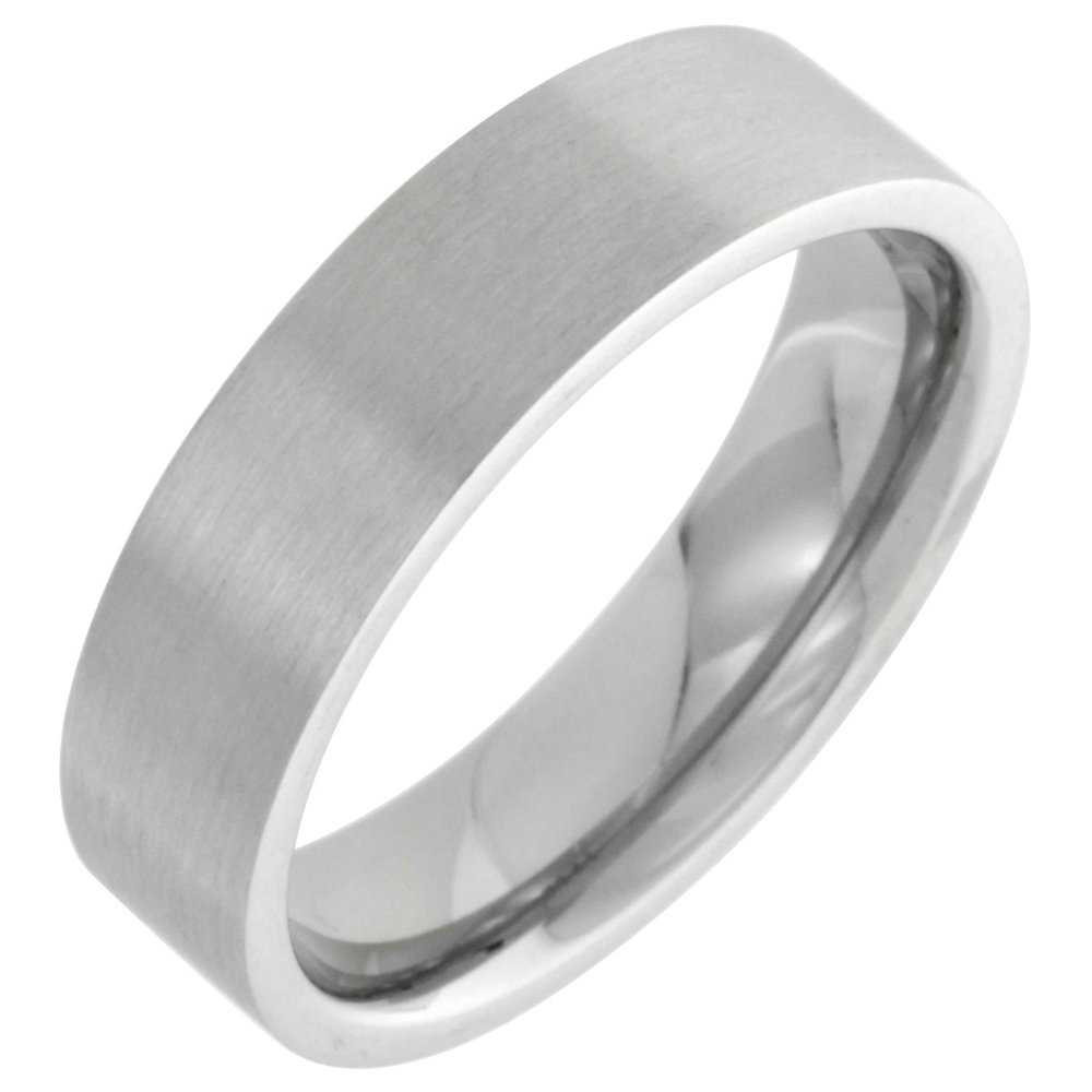 Surgical Stainless Steel 6mm Wedding Band Thumb Ring Comfort-Fit Matte Finish, size 9