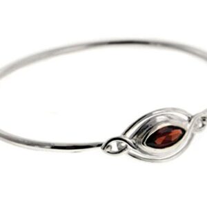 Elliptical Classic Sterling Silver Bangle Bracelet with a 1ct Garnet Gemstone