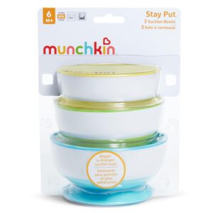 Munchkin® Stay Put™ Suction Bowls for Babies and Toddlers, 3 Pack, Blue/Green/Yellow