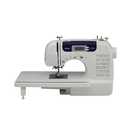 Brother Sewing and Quilting Machine, CS6000i, 60 Built-in Stitches, 2.0" LCD Display, Wide Table, 9 Included Sewing Feet, Beige/Blue