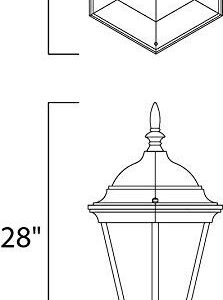 Maxim 1007BK I Westlake Collection 28 Inch Three-Light Dimmable and LED Compatible Outdoor Pole/Post Lantern - Black Finish I 120 Watts I Modern Contemporary Light Fixture I