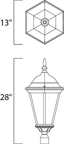 Maxim 1007BK I Westlake Collection 28 Inch Three-Light Dimmable and LED Compatible Outdoor Pole/Post Lantern - Black Finish I 120 Watts I Modern Contemporary Light Fixture I