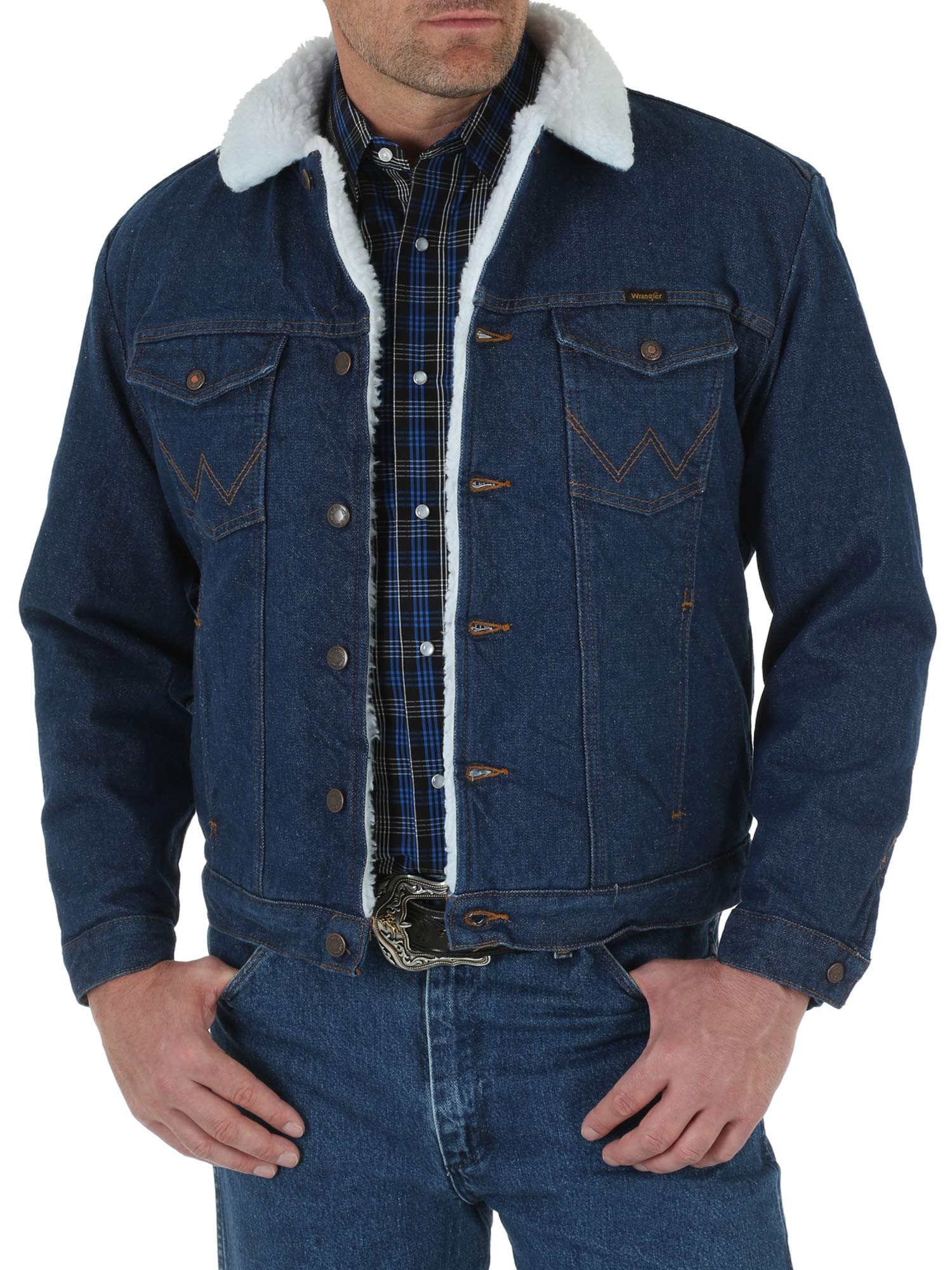 Wrangler Men's Style Cowboy Cut Western Lined Jacket, Denim/Sherpa, X-Large