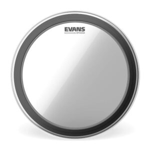 evans emad2 clear bass drum head, 20” – externally mounted adjustable damping system allows player to adjust attack and focus – 2 foam damping rings for sound options - versatile for all music genres