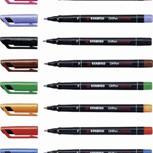 STABILO PERMANENT OHP UNIVERSAL MARKER PENS - WALLET of 8 (ASSORTED COLOURS) - FINE 0.7MM 842/8