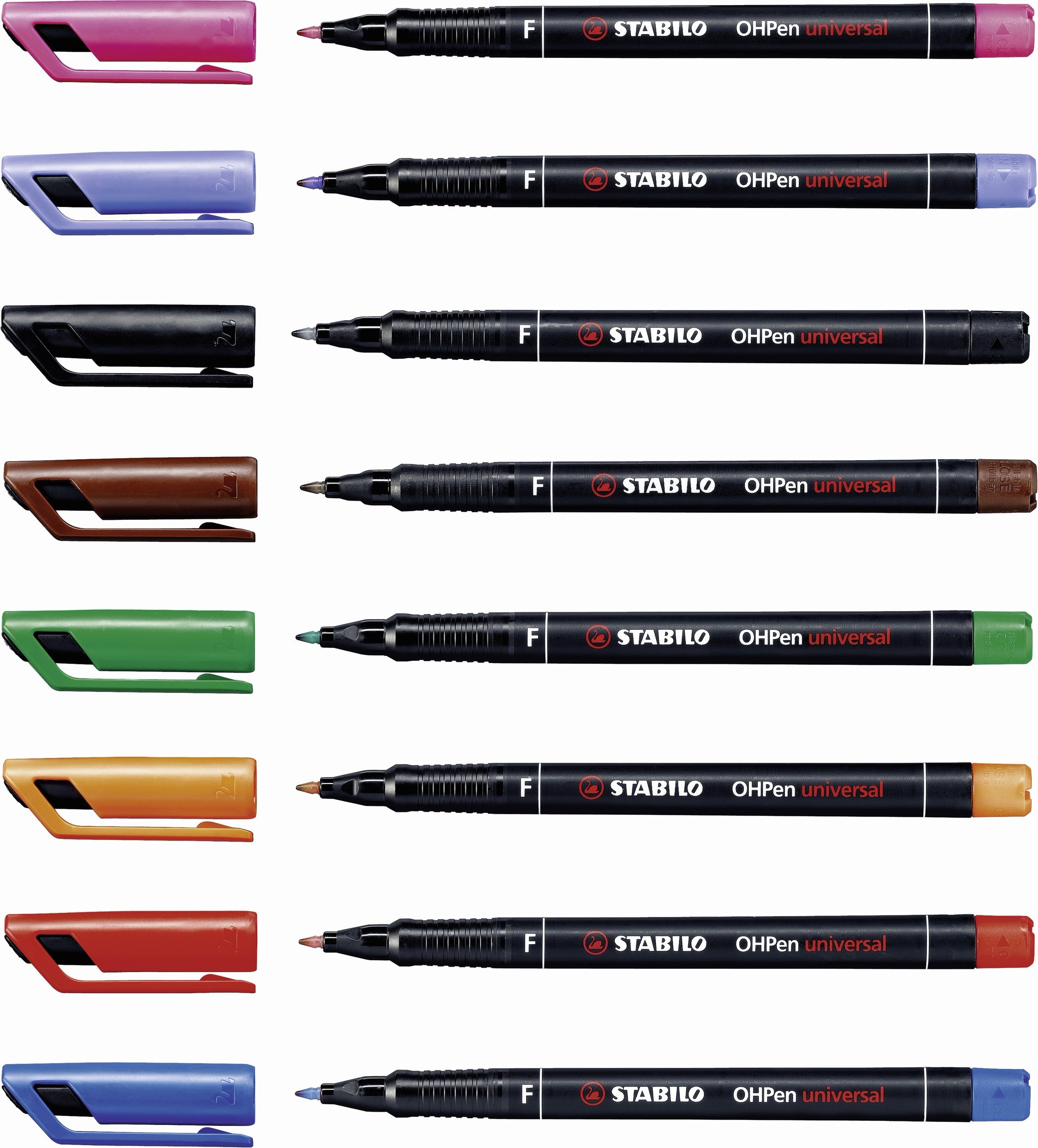 STABILO PERMANENT OHP UNIVERSAL MARKER PENS - WALLET of 8 (ASSORTED COLOURS) - FINE 0.7MM 842/8