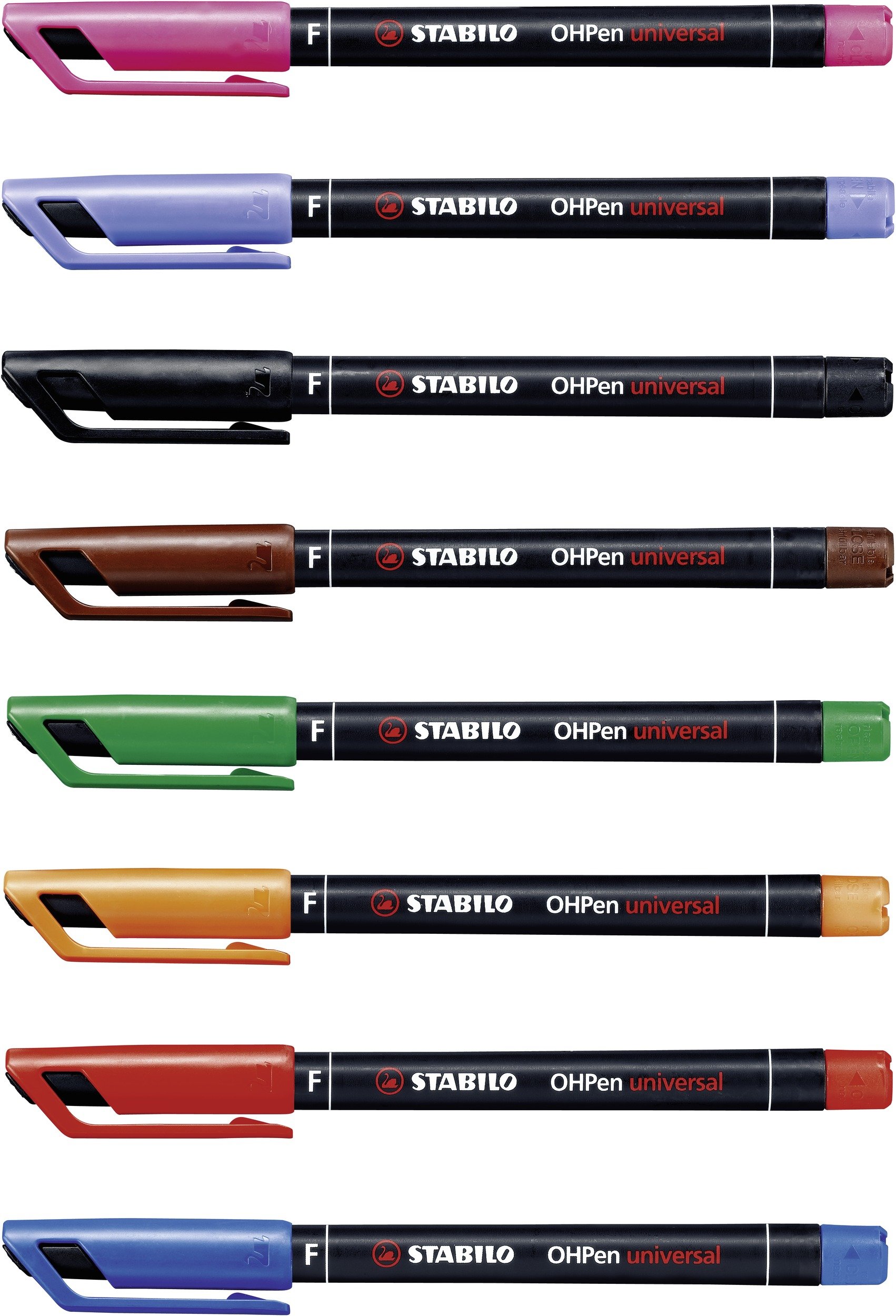 STABILO PERMANENT OHP UNIVERSAL MARKER PENS - WALLET of 8 (ASSORTED COLOURS) - FINE 0.7MM 842/8