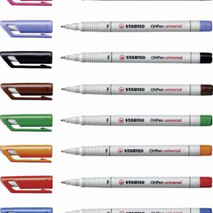 OHP Pen - STABILO OHP Pen Soluble - Fine - Wallet of 8 - Assorted colors