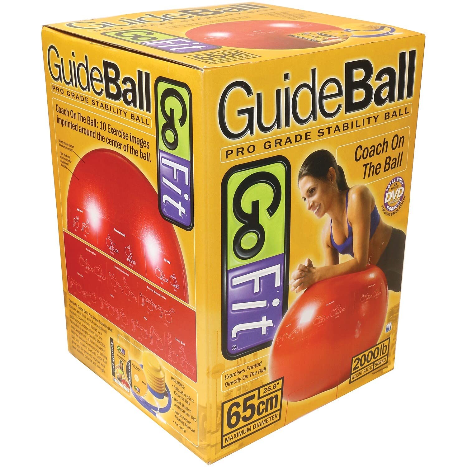 Gofit GF65PRO GF-65PRO Professional Stability 65 Cm Ball And Brook Benten DVD, Red