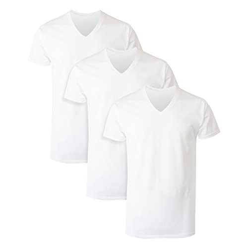 Hanes Men's Tagless Cotton V-Neck Undershirt Multiple Pack Color, White - 3 Pack, Small