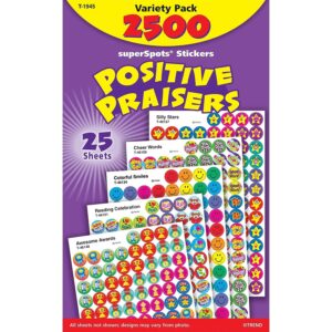 TREND ENTERPRISES: Positive Praisers, superSpots Stickers, Great on Homework, Incentives, Crafts, and as Collectibles, 68 Different Designs, 25 Sheets Included, For Ages 3 and Up