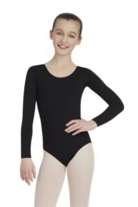 capezio big girls' team basic long sleeve leotard, black, large (10 -12)