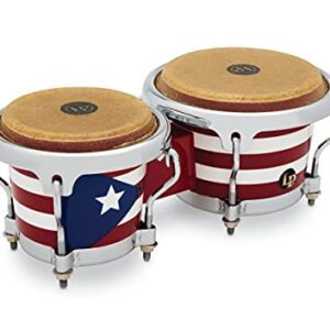 Latin Percussion LPMC Mini Tunable Puerto Rican Flag Wood Bongos (LPM199-PR)