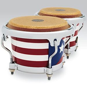 Latin Percussion LPMC Mini Tunable Puerto Rican Flag Wood Bongos (LPM199-PR)