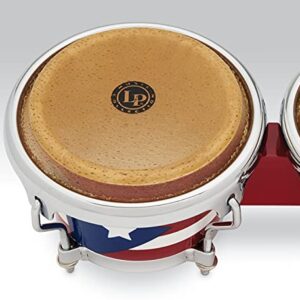 Latin Percussion LPMC Mini Tunable Puerto Rican Flag Wood Bongos (LPM199-PR)