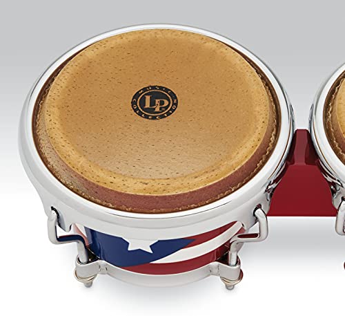 Latin Percussion LPMC Mini Tunable Puerto Rican Flag Wood Bongos (LPM199-PR)