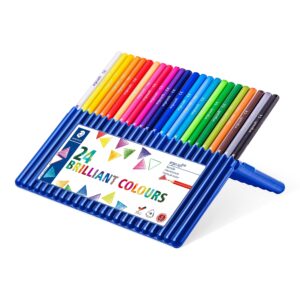 Staedtler Ergosoft Colored Pencils, Set of 24 Colors in Stand-up Easel Case (157SB24)