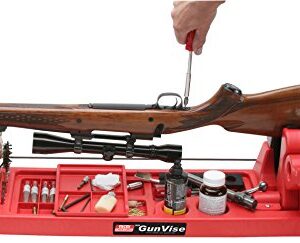 MTM GV30 Gun Vise for Gunsmithing work and Cleaning Kit, Free Standing, 11 Compartments, USA Made, Red