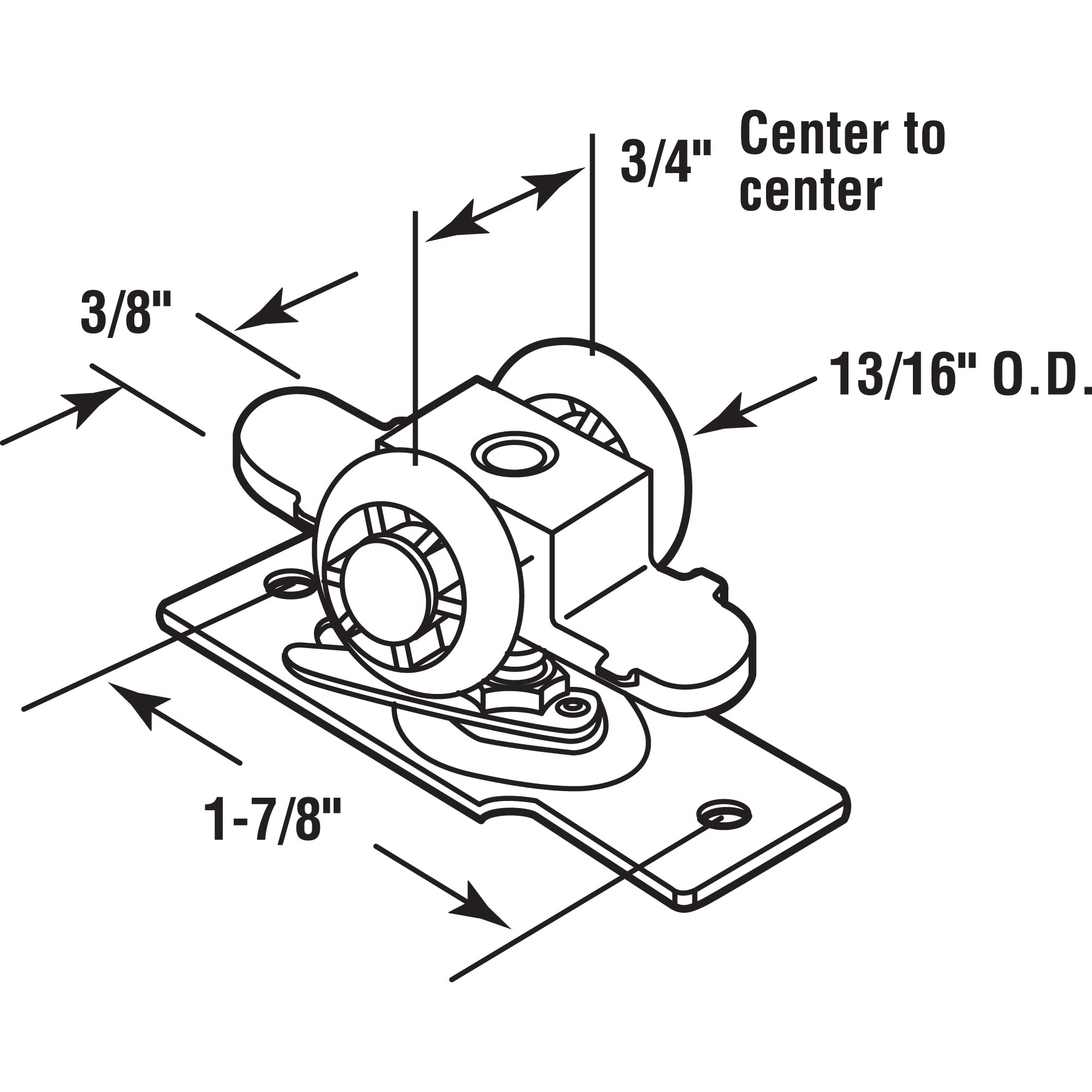 Prime-Line N 7065 Pocket Door Roller Assembly, 13/16 In., Convex, Plastic Tires, Steel Bracket and Ball Bearings (Single Pack)