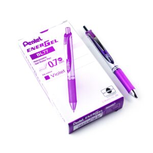 Pentel EnerGel XM BL77 - Retractable Liquid Gel Ink Pen - 0.7mm - 54% Recycled - Purple - Box of 12