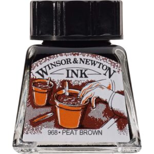 winsor & newton drawing ink, 14ml bottle, peat brown