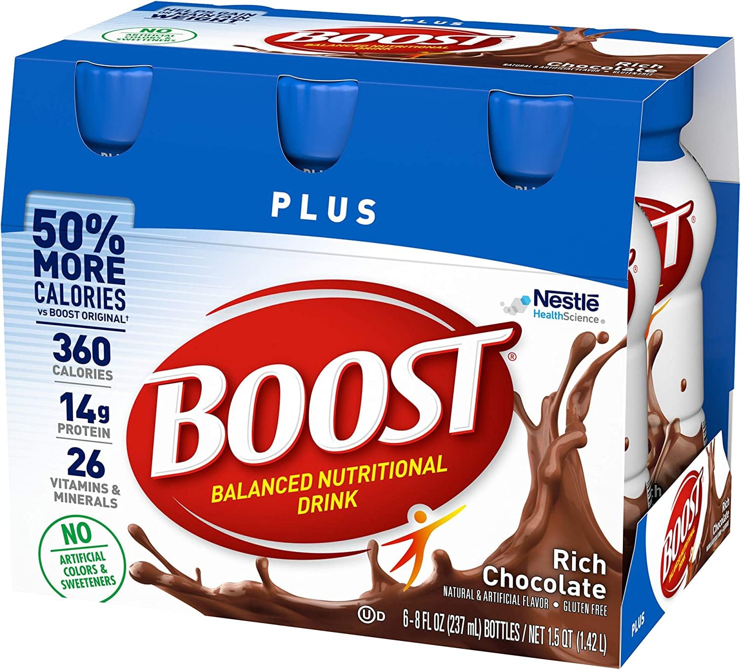 BOOST Plus Rich Chocolate Nutritional Drink, 8 Fl Oz, 6 Pack