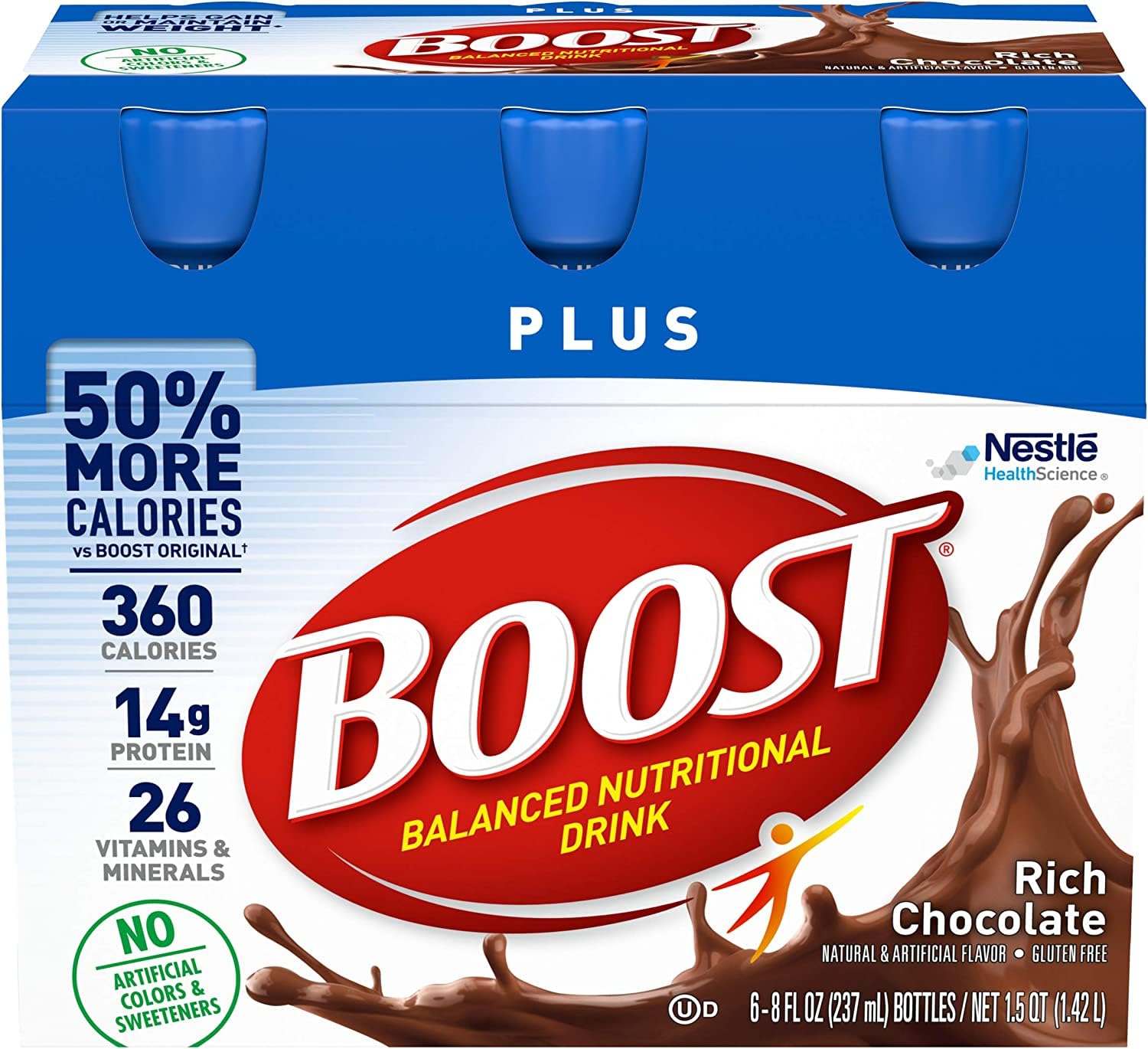 BOOST Plus Rich Chocolate Nutritional Drink, 8 Fl Oz, 6 Pack