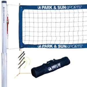 park & sun sports tournament 4000: permanent professional outdoor volleyball net system (2-piece poles)