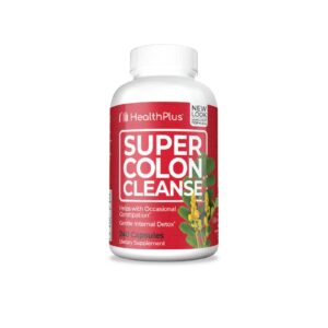 health plus super colon cleanse 10 day gentle gut cleanse detox, psyllium husk, probiotics for constipation relief & digestive support, 240 capsules