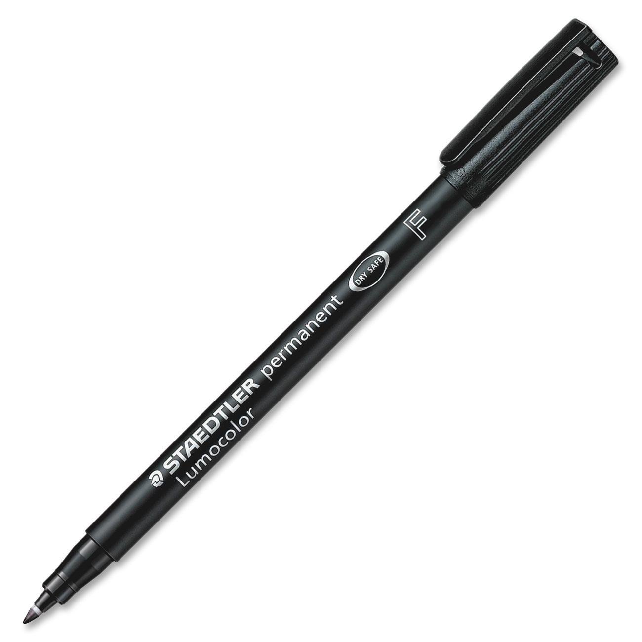 Staedtler's Fiber Tip Pen, Permanent, Fine Point, 12/Box, Black Ink (STD318A69)