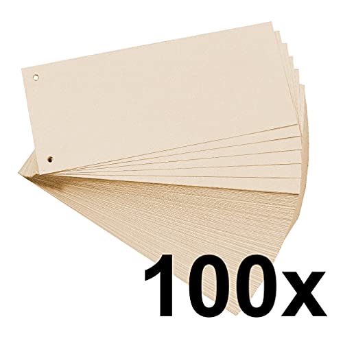 EXACOMPTA 13475B Paquet de 100 fiches intercalaires perforées 180g papier recyclé Forever unies à l'italienne 10,5 cm x 24 cm pour classeur coloris chamois