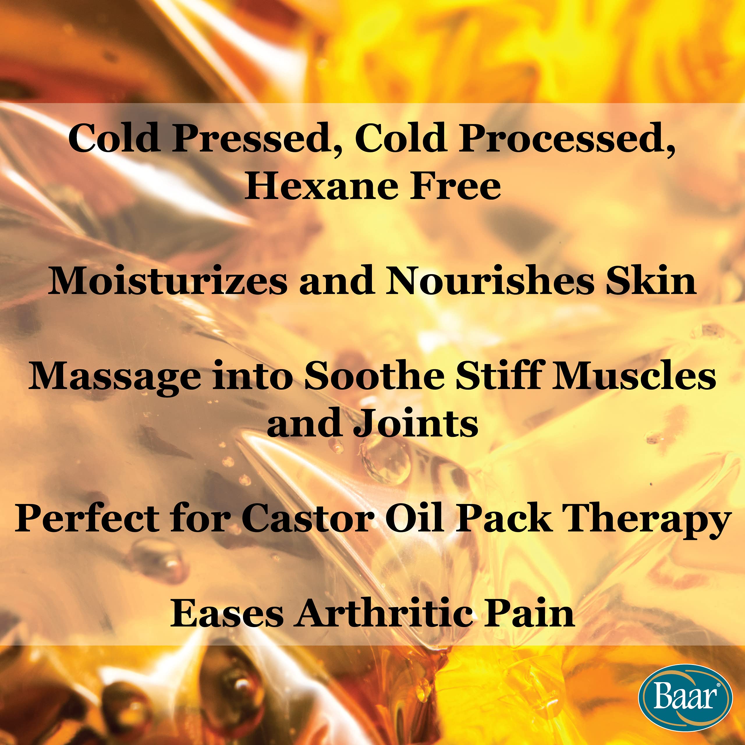 Baar Cold-Pressed, Cold-Processed, Hexane Free Castor Oil, 32 Ounces