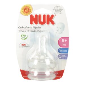 nuk wide neck silicone nipple, fast flow, size 2, 2-count (1 package)