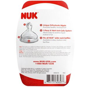 NUK Wide Neck Silicone Nipple, Fast Flow, Size 2, 2-Count (1 Package)