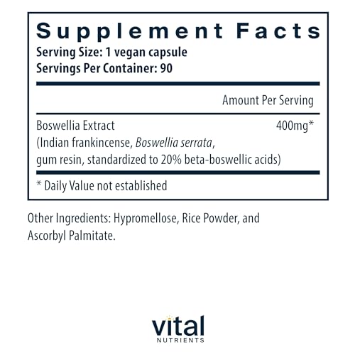 Vital Nutrients - Boswellia Serrata Extract - Herbal Support for Joint and Digestive Health - 90 Vegetarian Capsules per Bottle - 400 mg