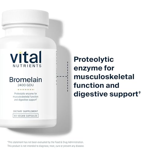 Vital Nutrients Bromelain | Vegan Supplement to Support Digestion and Maintain Healthy Tissue* | Digestive Enzyme from Pineapple with 2400 GDU | Gluten, Dairy and Soy Free | 60 Capsules