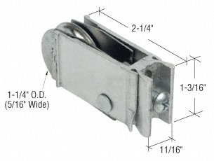 Sliding Glass Door Roller for Miller Industries Doors, 1-1/4" Steel Wheel, 3/4" Wide Housing