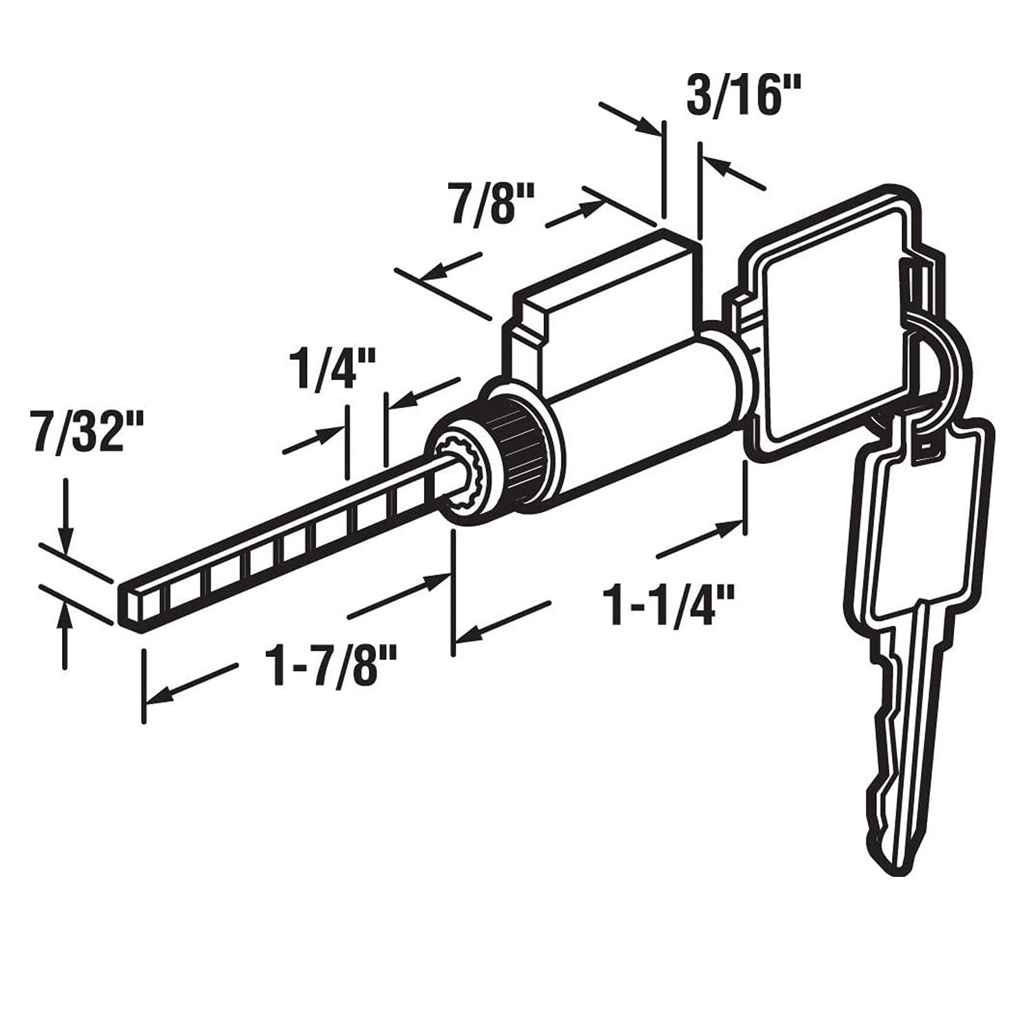 Cylinder Lock with Weiser Kwikset and Weslock Compatible Keyway, 1-1/4" Long Cylinder