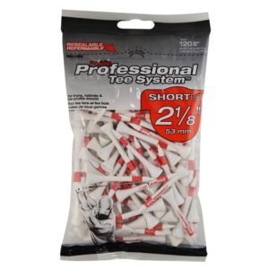 Pride Professional Tee System, 2-1/8 Inch Shortee Golf Tees - 120 Count Bag (Red on White)