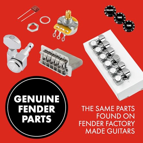 Fender Locking Tuners Stratocaster Guitar Tuners, Polished Chrome, Right Hand Guitar Tuners, 1.7x10x4.5 Inches, Set of 6 Guitar Tuning Machines