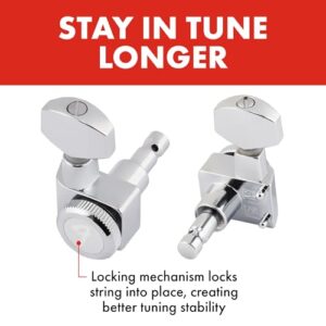 Fender Locking Tuners Stratocaster Guitar Tuners, Polished Chrome, Right Hand Guitar Tuners, 1.7x10x4.5 Inches, Set of 6 Guitar Tuning Machines