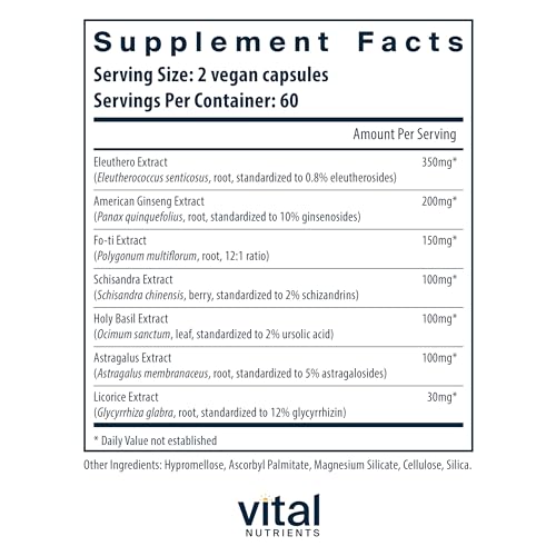 Vital Nutrients - Energy Plus - Non-Stimulatory Herbal Energy Support - 120 Vegetarian Capsules per Bottle