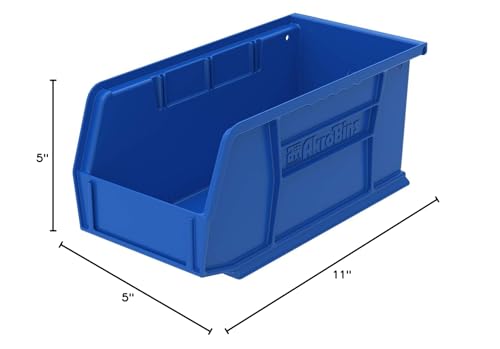 Akro-Mils 30230 AkroBins Plastic Hanging Stackable Storage Organizer Bin, 11-Inch x 5-Inch x 5-Inch, Blue, 12-Pack