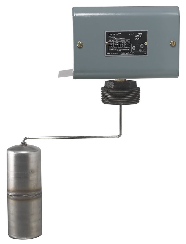 Telemecanique Sensors 9038CG32 Closed Tank Mechanical Alternator, Side Bushing Mount, Nema 1, Left Float Position, 90-Deg. Float Rod Angle With 7" Offset, Contacts Close On Rise