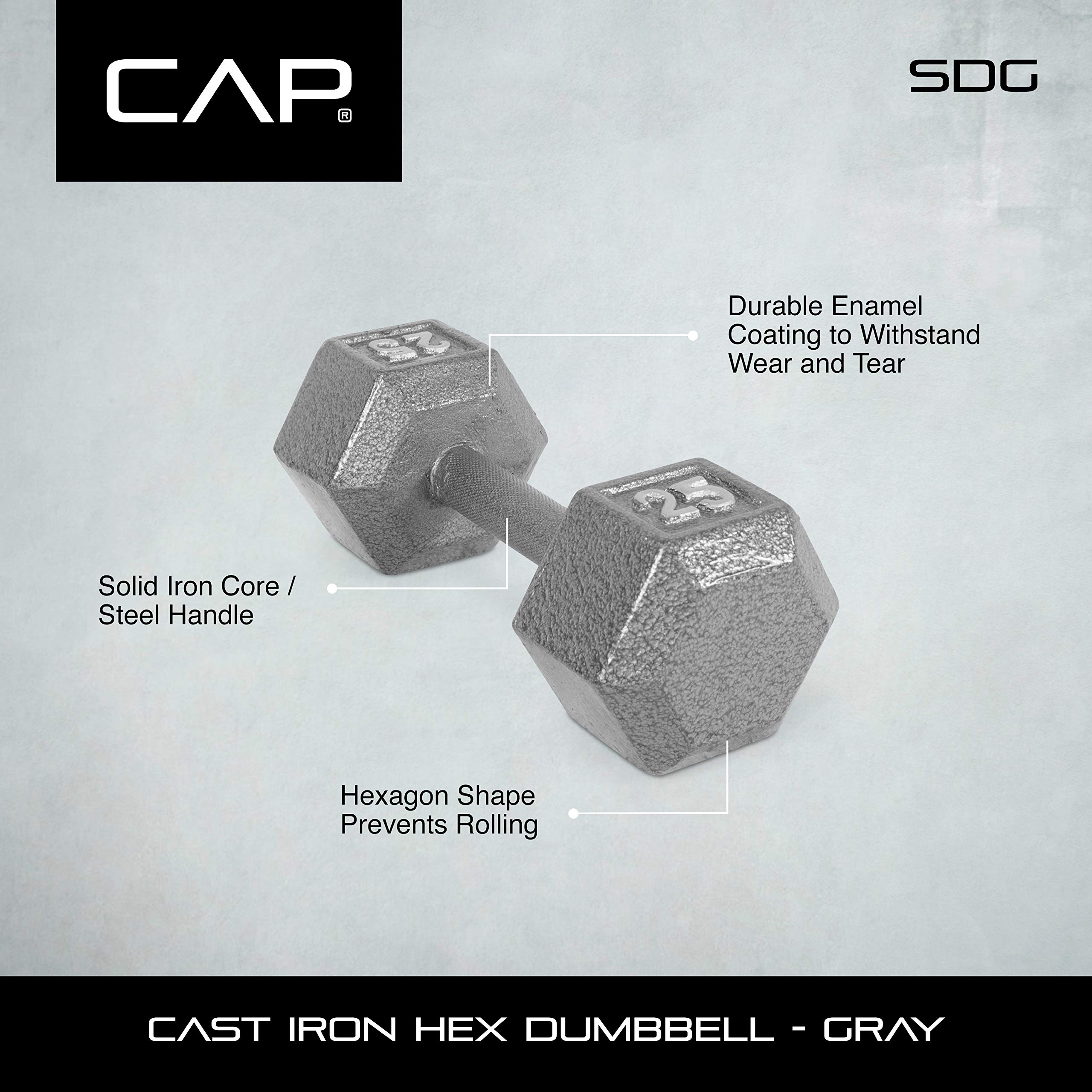 CAP Barbell Solid Hex Single Dumbbell (25-Pound)