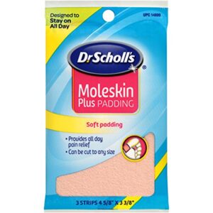 dr. scholl's moleskin plus 4 5/8-inch x 3 3/8 inch padding, 3 count package