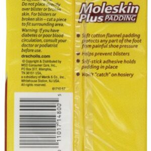 Dr. Scholl's Moleskin Plus 4 5/8-Inch X 3 3/8 Inch Padding, 3 Count Package