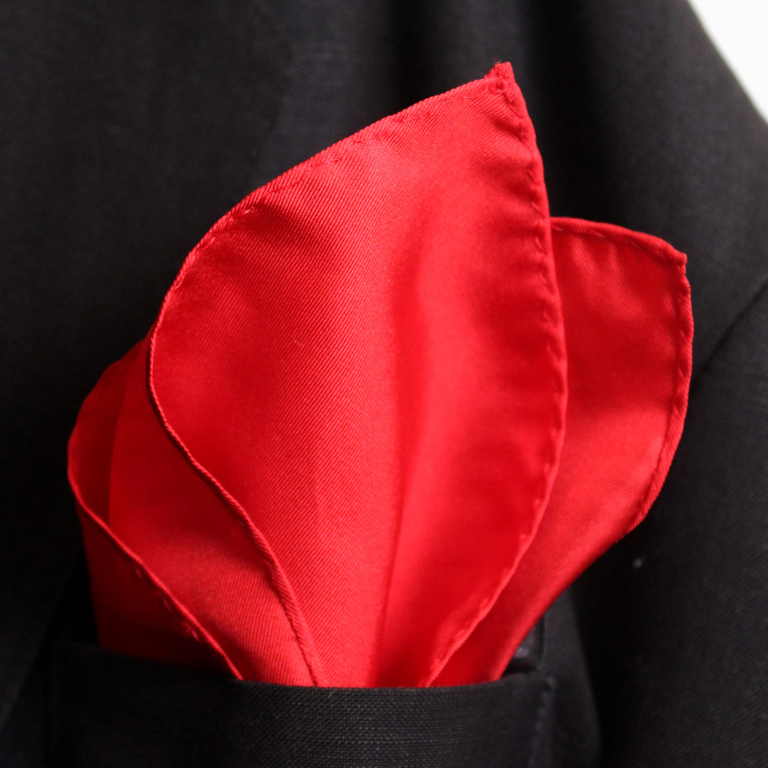 Royal Silk Fine Red 100% Silk Pocket Square for Men Full-Sized 17"x17"