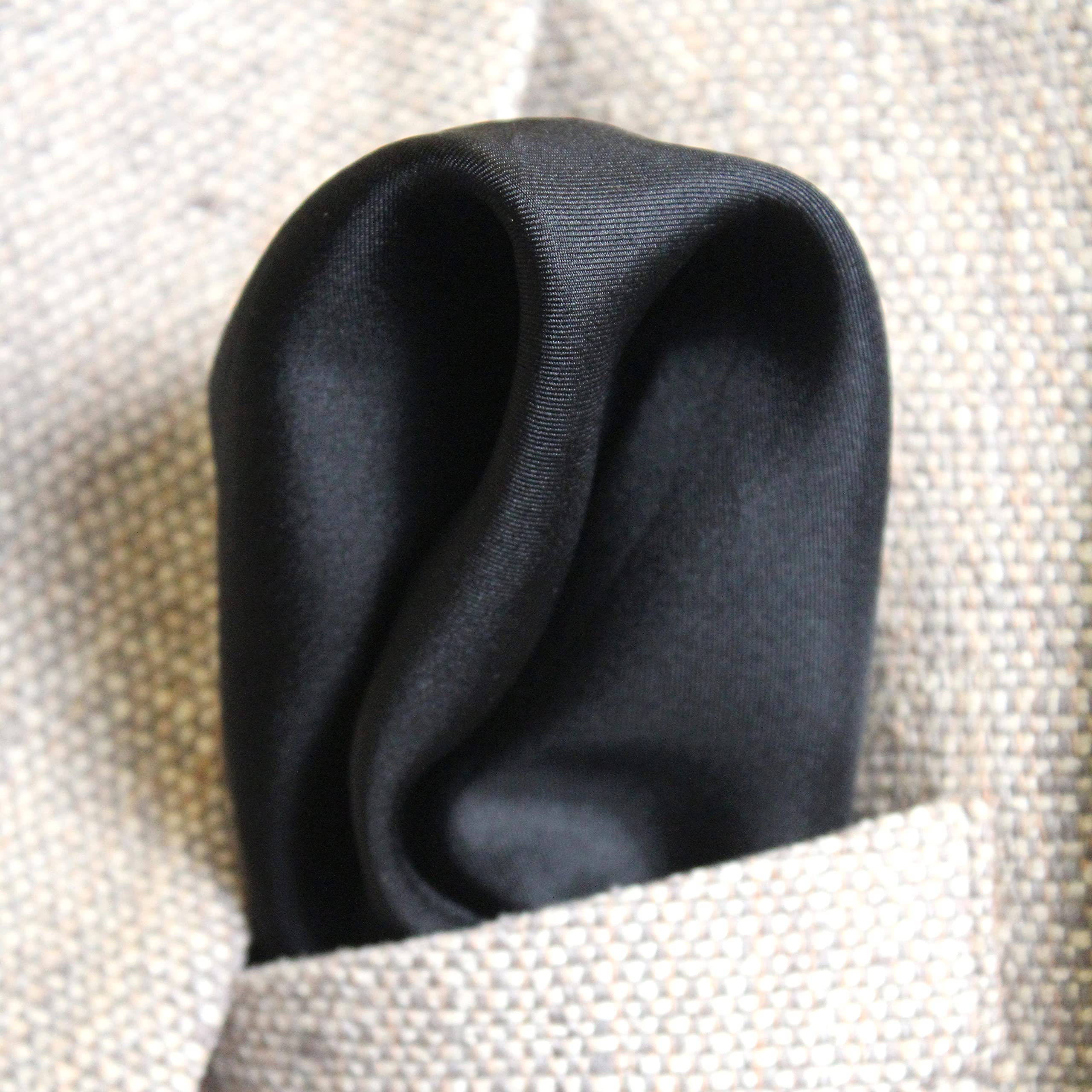 Royal Silk Fine Black 100% Silk Pocket Square for Men Full-Sized 17"x17"