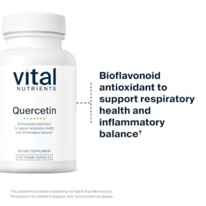 Vital Nutrients Quercetin | Vegan Quercetin Supplement with Bioflavonoids for Sinus, Respiratory, Heart, & Immune Function Support | Gluten, Dairy, Soy Free | 500mg | 100 Capsules